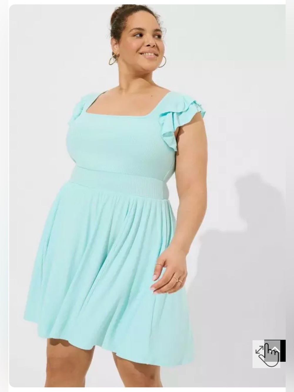 Torrid Mini Rib Knit Ruffle Skater Dress size 6 🩵
